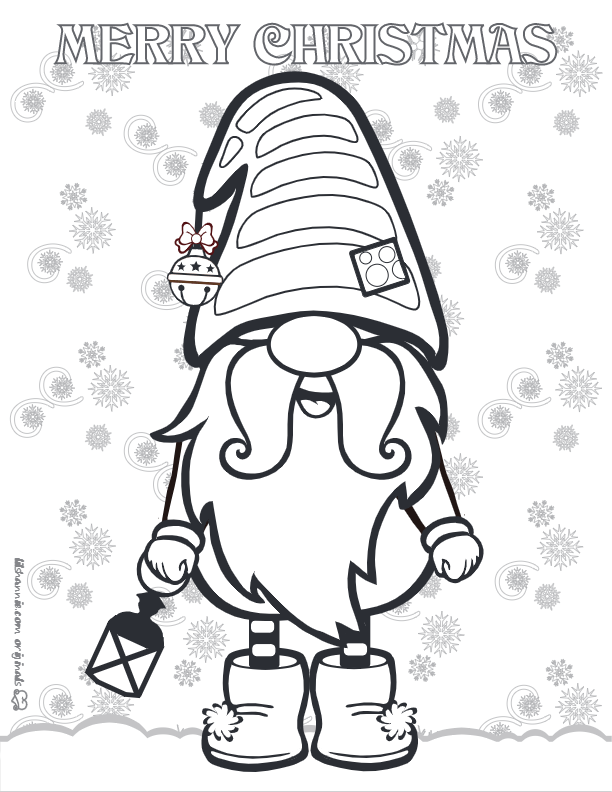 Christmas gnome color page