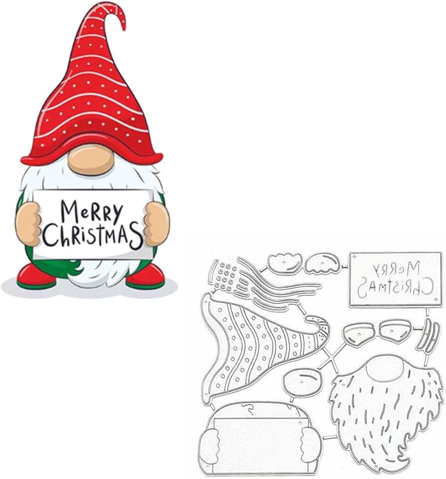 Christmas gnome metal die cutsmerry christmas gnome santa cutting dies cut stencils for diy scrapbooking photo decorative embossing paper dies for scrapbooking card making arts crafts sewing