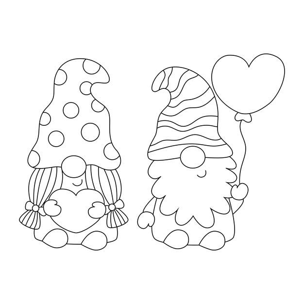 Premium vector cartoon valente gnomes character black and white le isolated on white background cute colorg pages rock patg patterns gnome patterns
