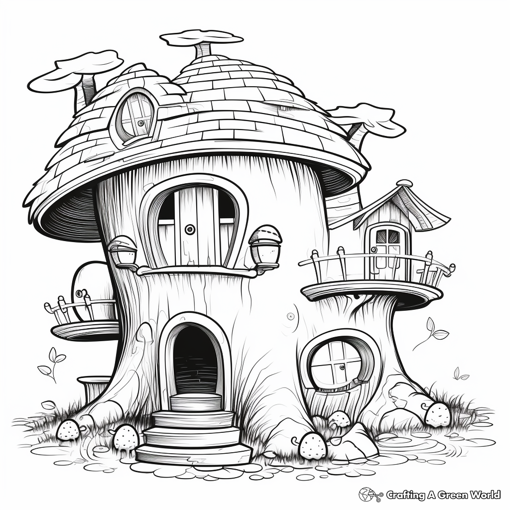 Gnome house coloring pages