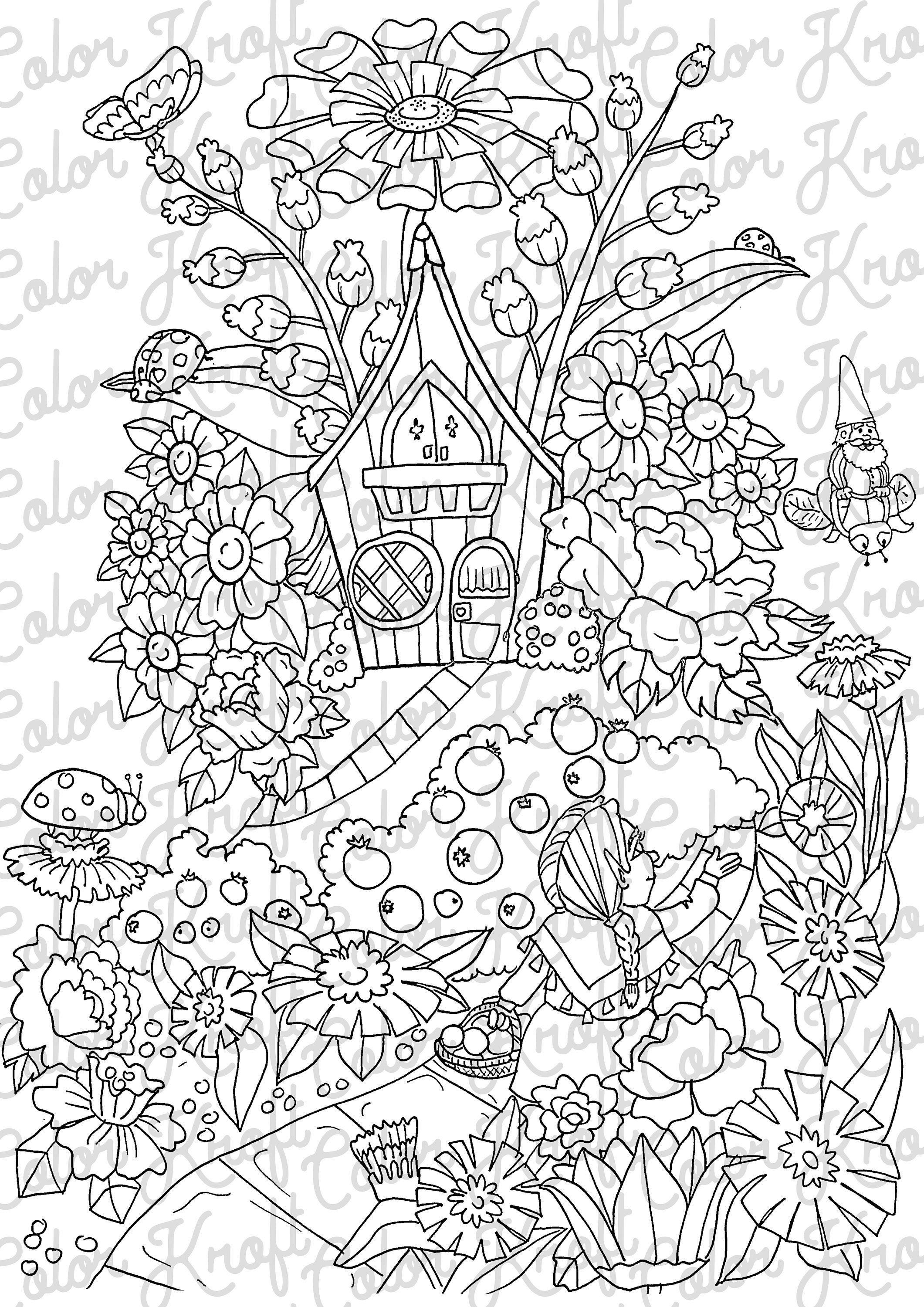 Gnome home coloring page printable color page