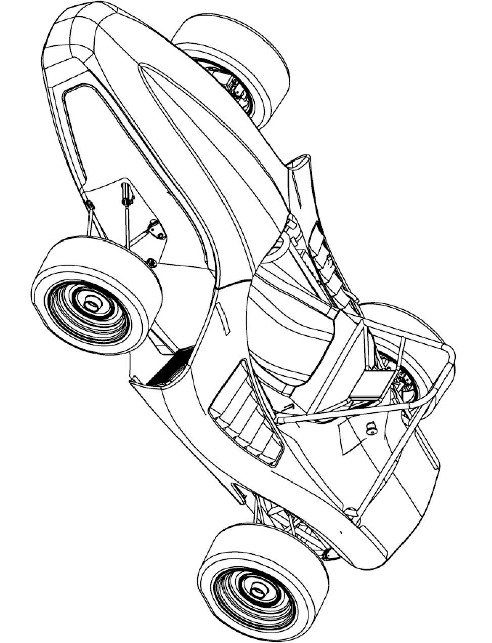 Go kart race car coloring page