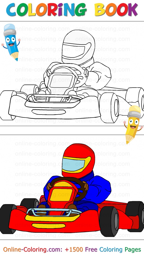 A racing kart free online coloring page