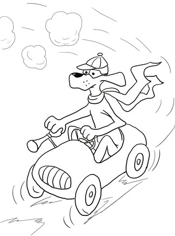 Dog drives a car coloring page free printable coloring pages