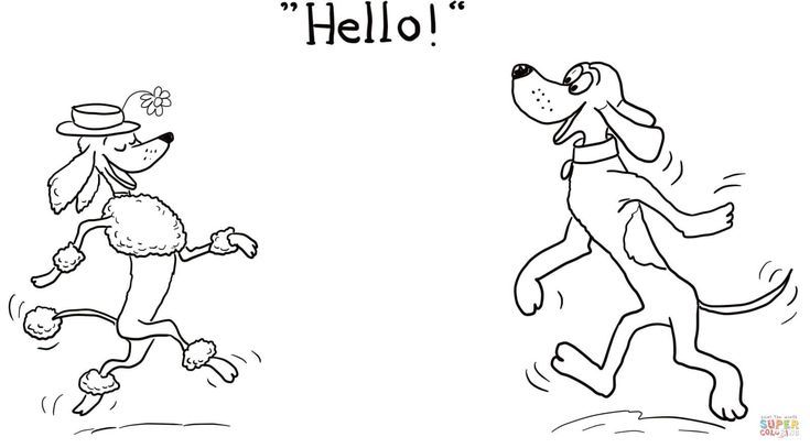 Dog says hello coloring page from go dog go category select from printable crâ coloring pages free printable coloring pages dog themed birthday party