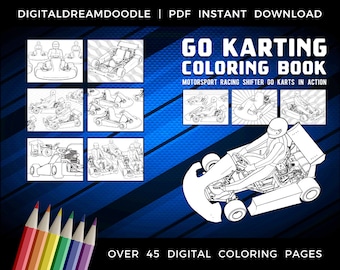 Go karting coloring book shifter go kart coloring book racing motorsport coloring book go karter coloring pages instant digital download