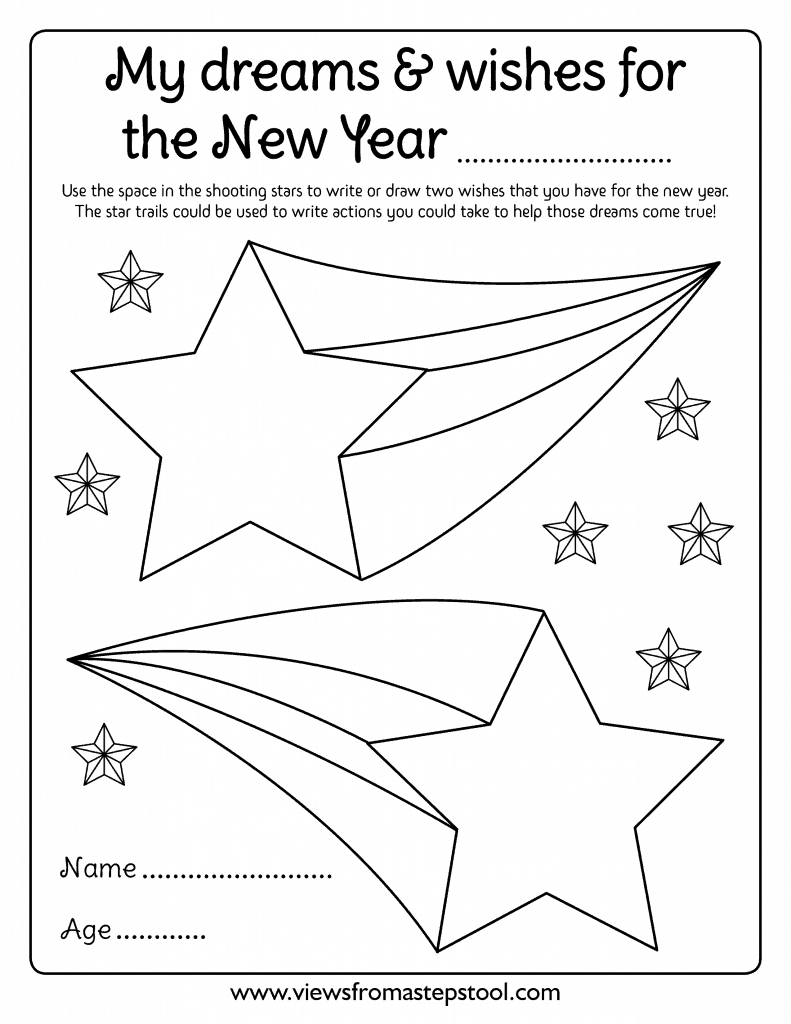 New years resolution coloring page for kids