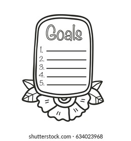Printable goals page fun summer doodle stock vector royalty free
