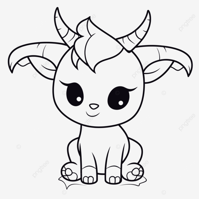 Cute baby goat with big horns coloring pages outline sketch drawing vector baby drawing wing drawing ring drawing png and vector with transparent background for free download