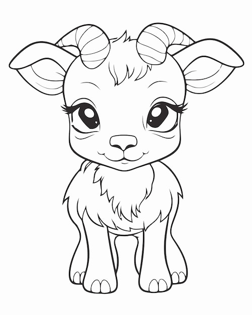 Premium vector a goat coloring page for kids