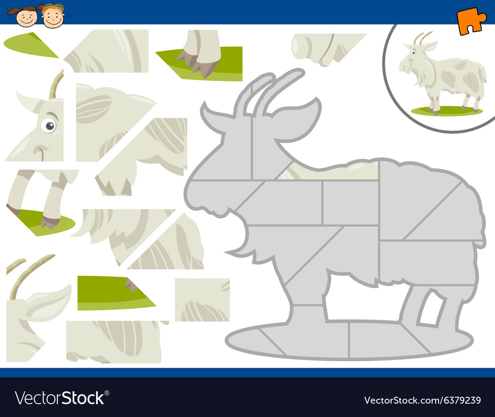Cartoon goat jigsaw puzzle task royalty free vector image