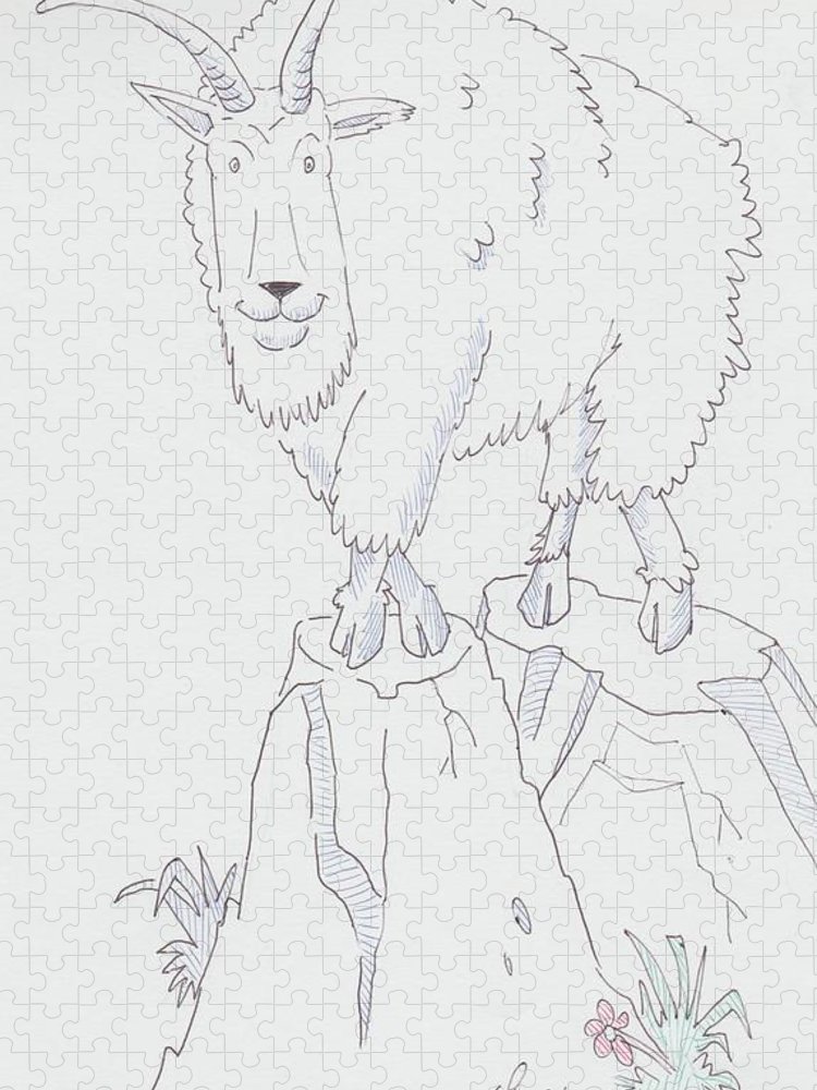 Mountain goat cartoon jigsaw puzzle by mike jory