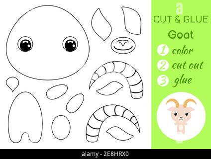 Coloring book cut and glue baby goat educational paper game for preschool children cut and paste worksheet color cut parts and glue on paper stock vector image art