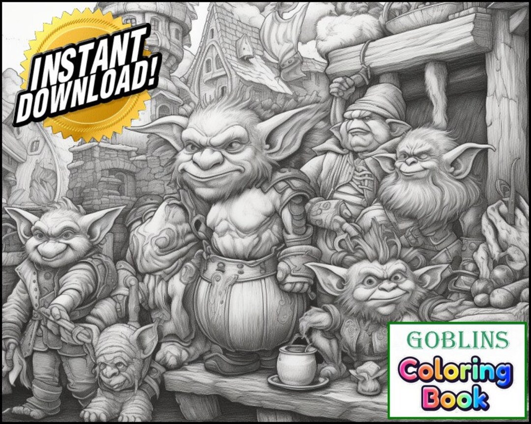 World of goblins premium coloring page printable goblin