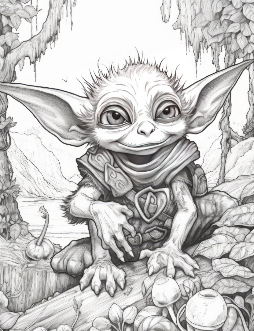 World of goblins premium coloring page printable goblin