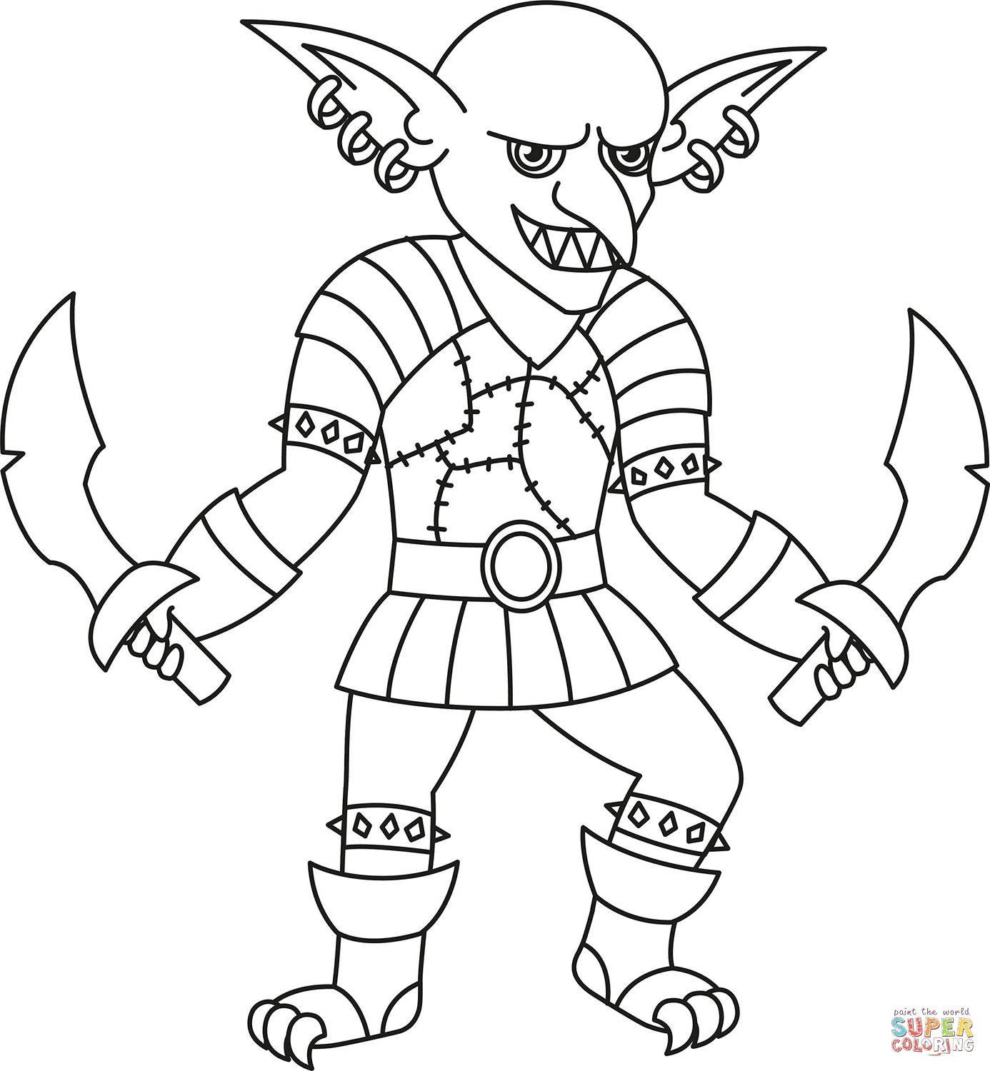 Cartoon goblin coloring page free printable coloring pages