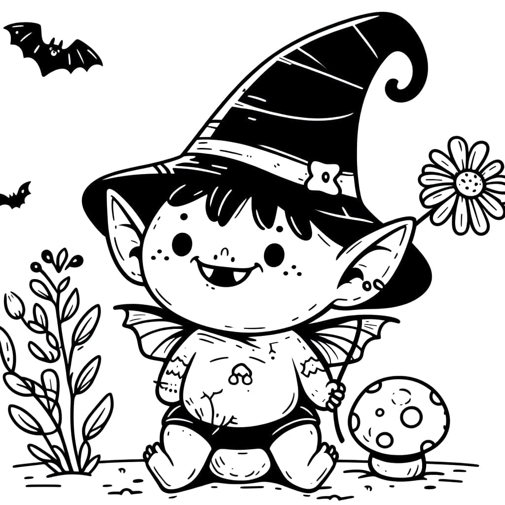 A cute goblin coloring page