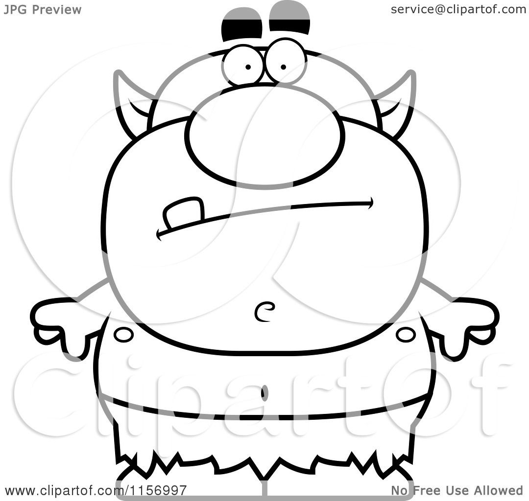 Cartoon clipart of a black and white goblin