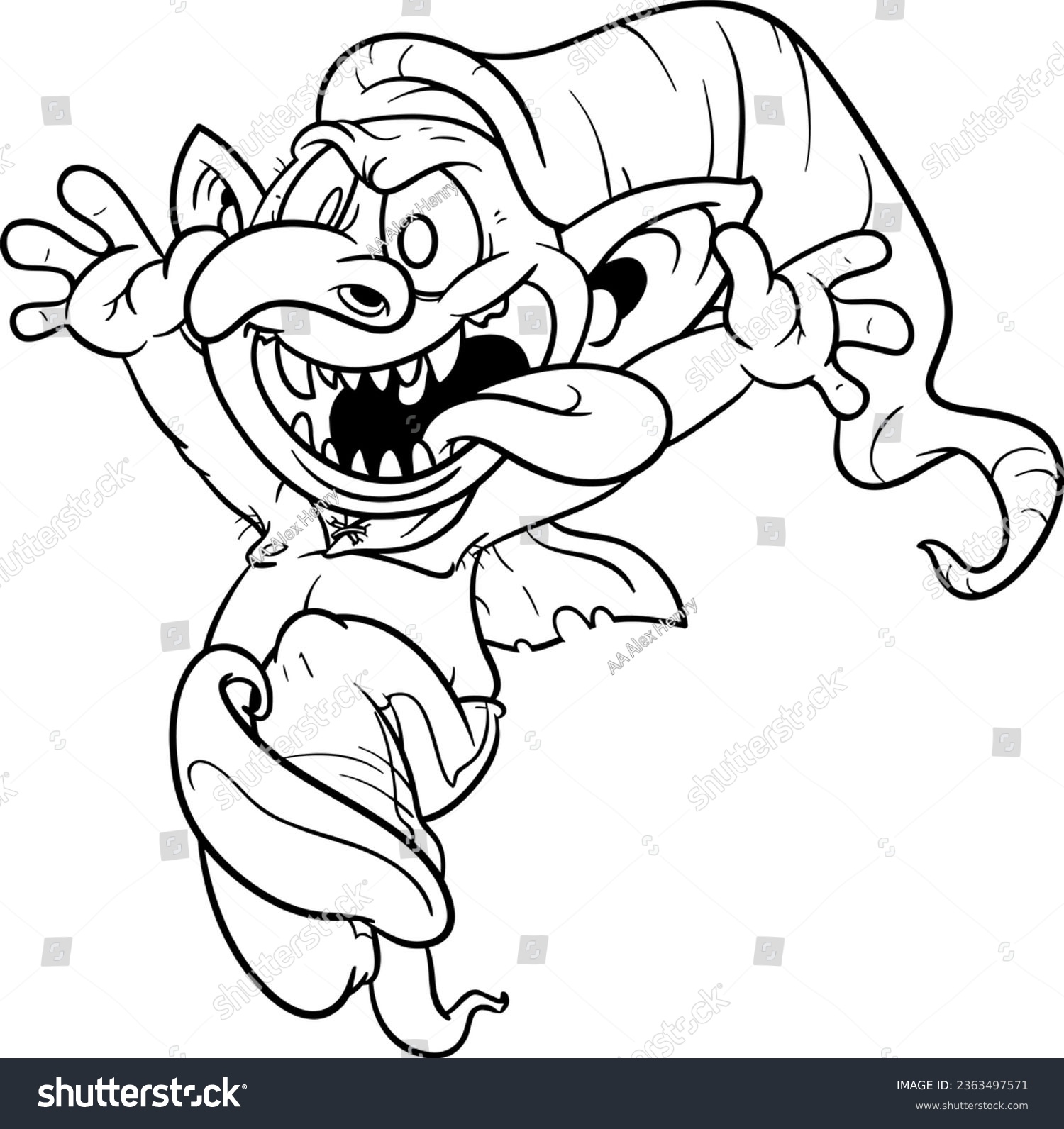Crazy cartoon goblin coloring page kids stock illustration