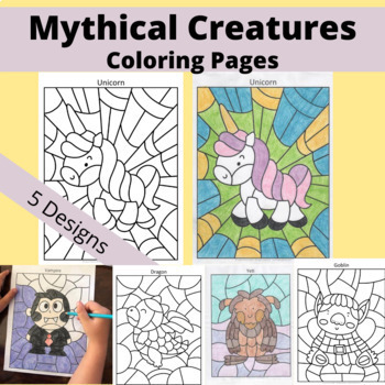 Mythical creatures coloring pages vampire unicorn yeti goblin dragon