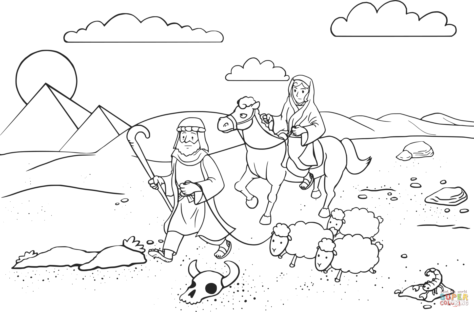 Abram and sarai traveling to egypt coloring page free printable coloring pages