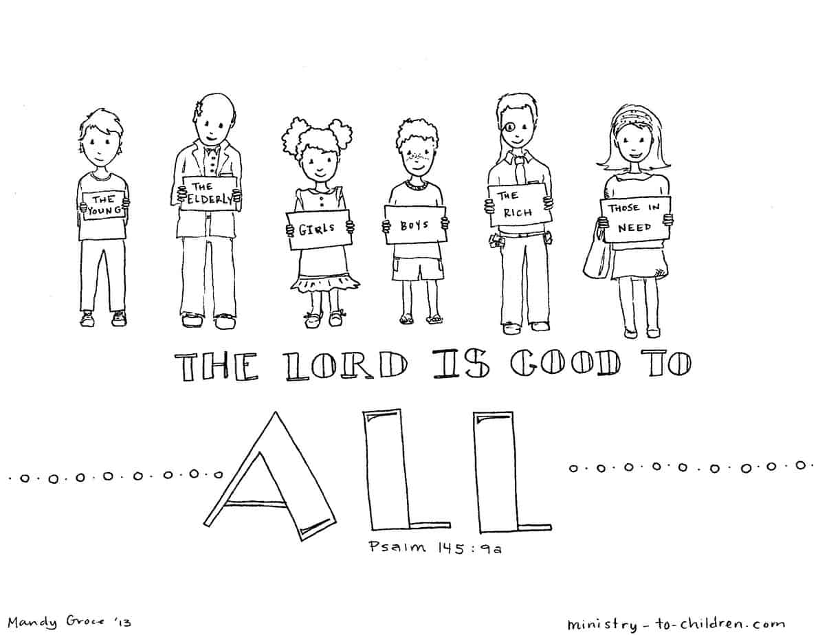 The lord is good to all coloring page