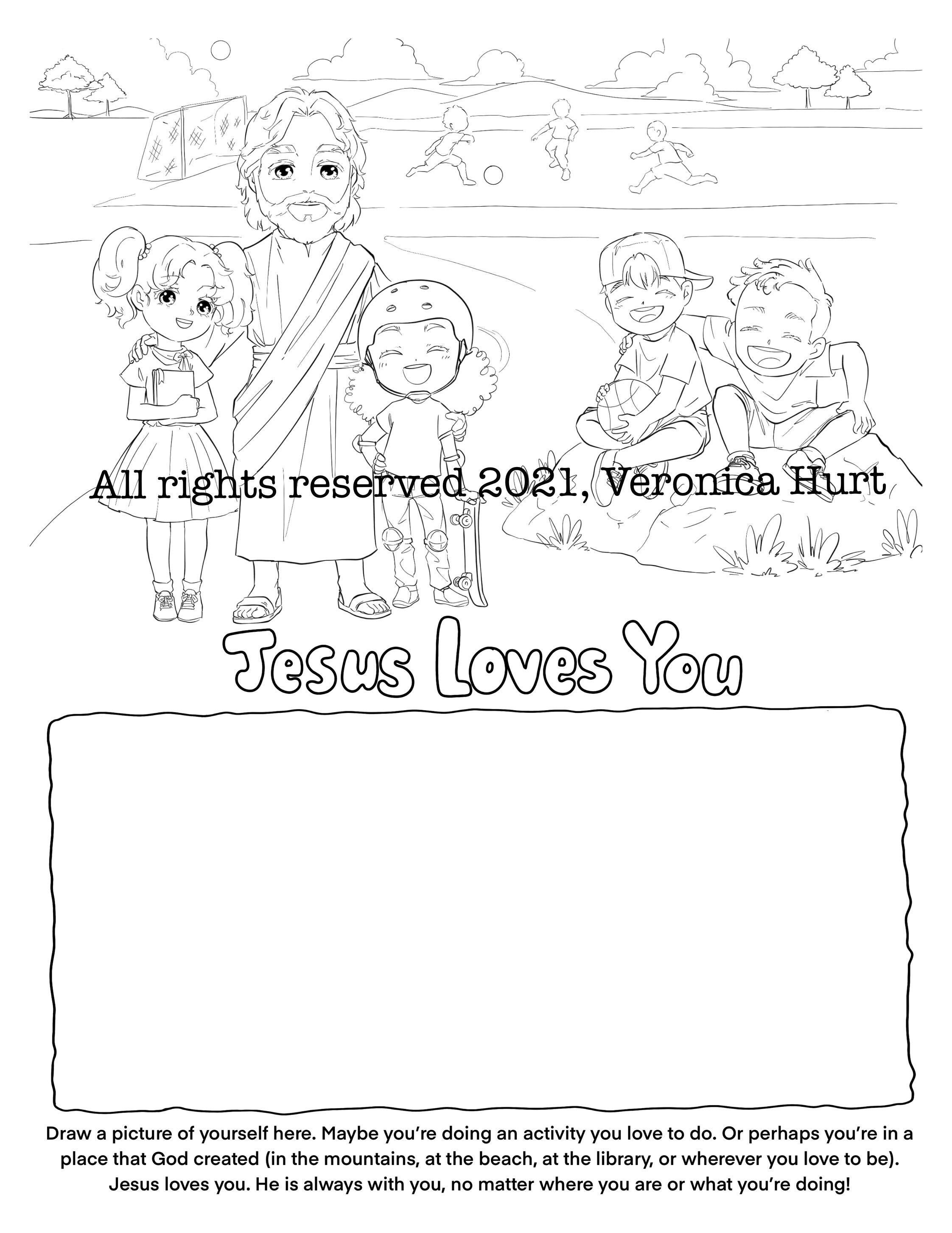 Jesus loves me coloring page activity for kids download now