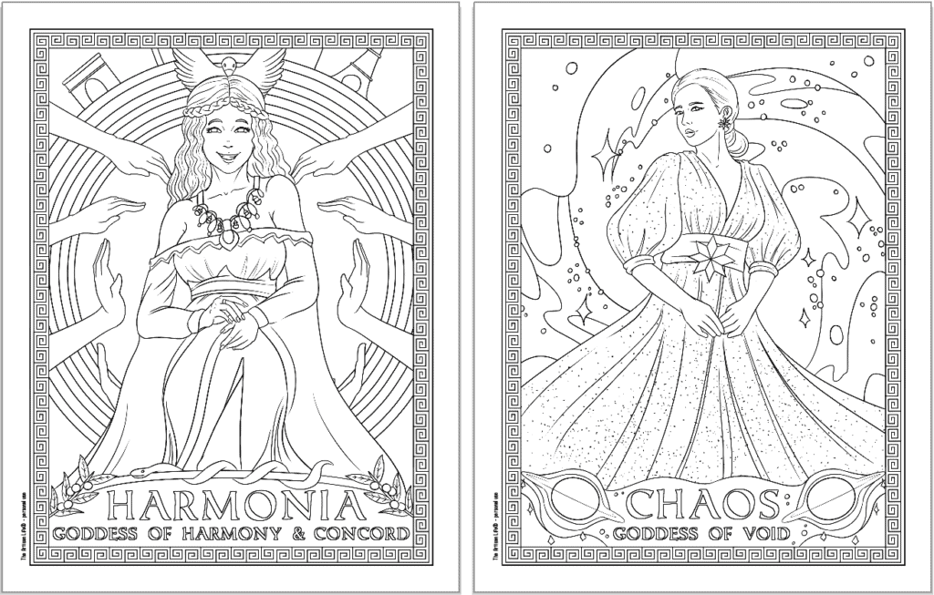 Free printable greek goddess coloring pages