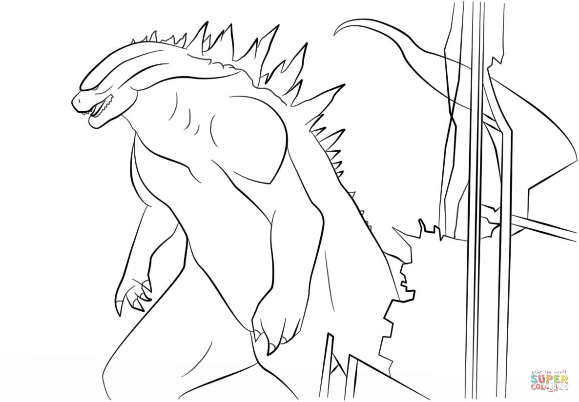 Godzilla coloring page free printable coloring pages