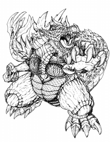 Rdc super godzilla coloring page free printable coloring pages