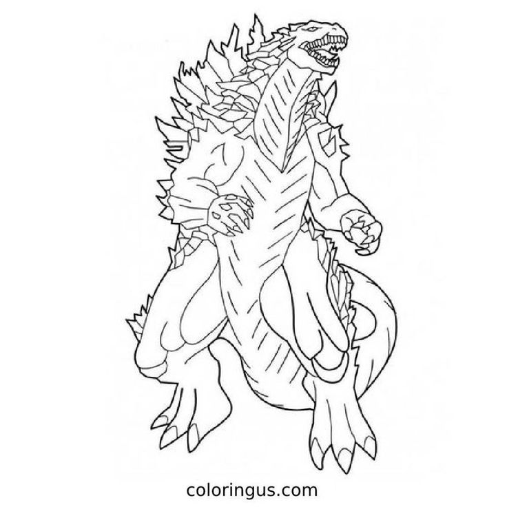 Realistic godzilla coloring pages in pdf