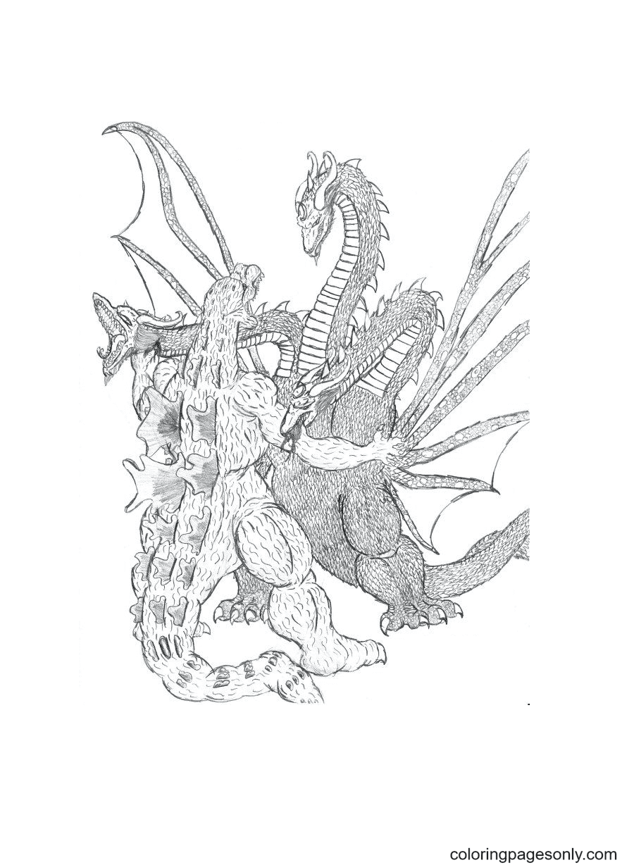 King ghidorah coloring pages printable for free download