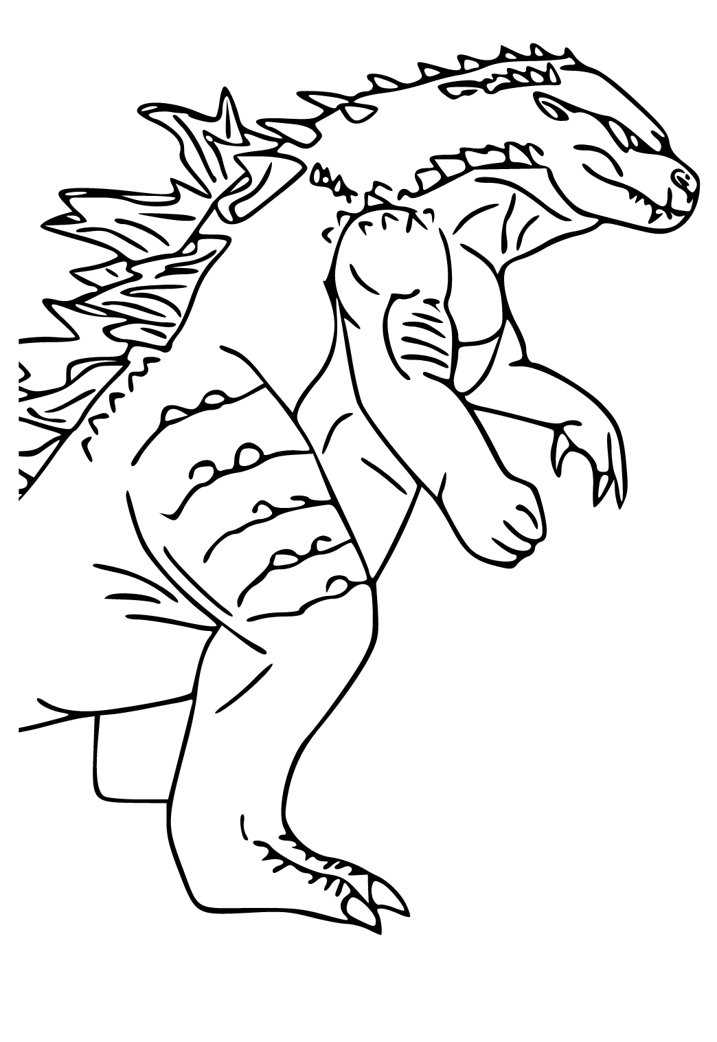 Free printable godzilla spikes coloring page for adults and kids