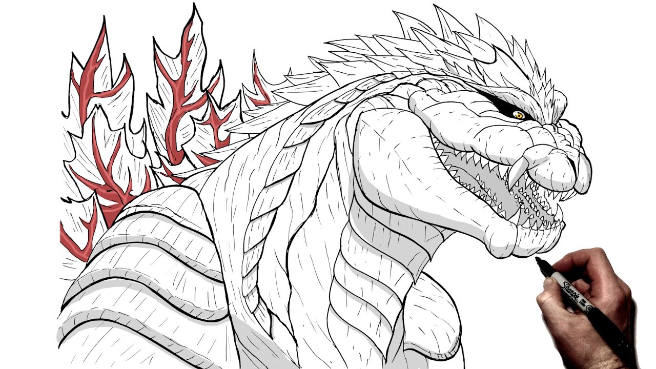 How to draw godzilla ultia step by step singular point