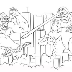 Godzilla and kong coloring pages printable for free download