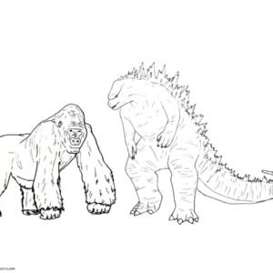 Godzilla and kong coloring pages printable for free download