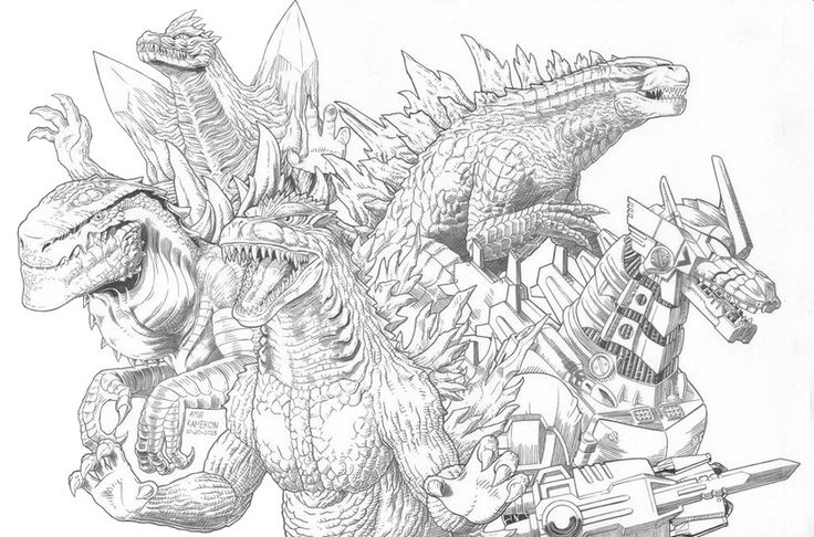 Coloring page godzilla godzilla team dragon coloring page coloring pages all godzilla monsters