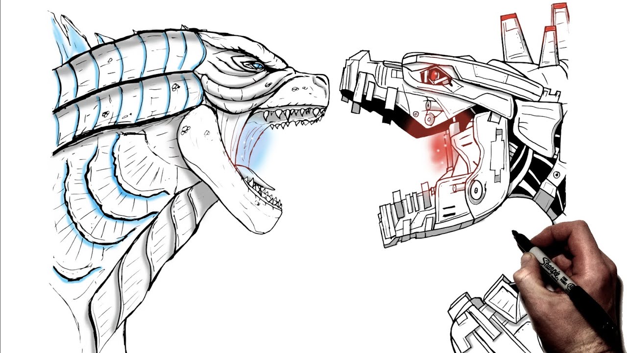 How to draw godzilla vs echagodzilla step by step godzilla vs kong