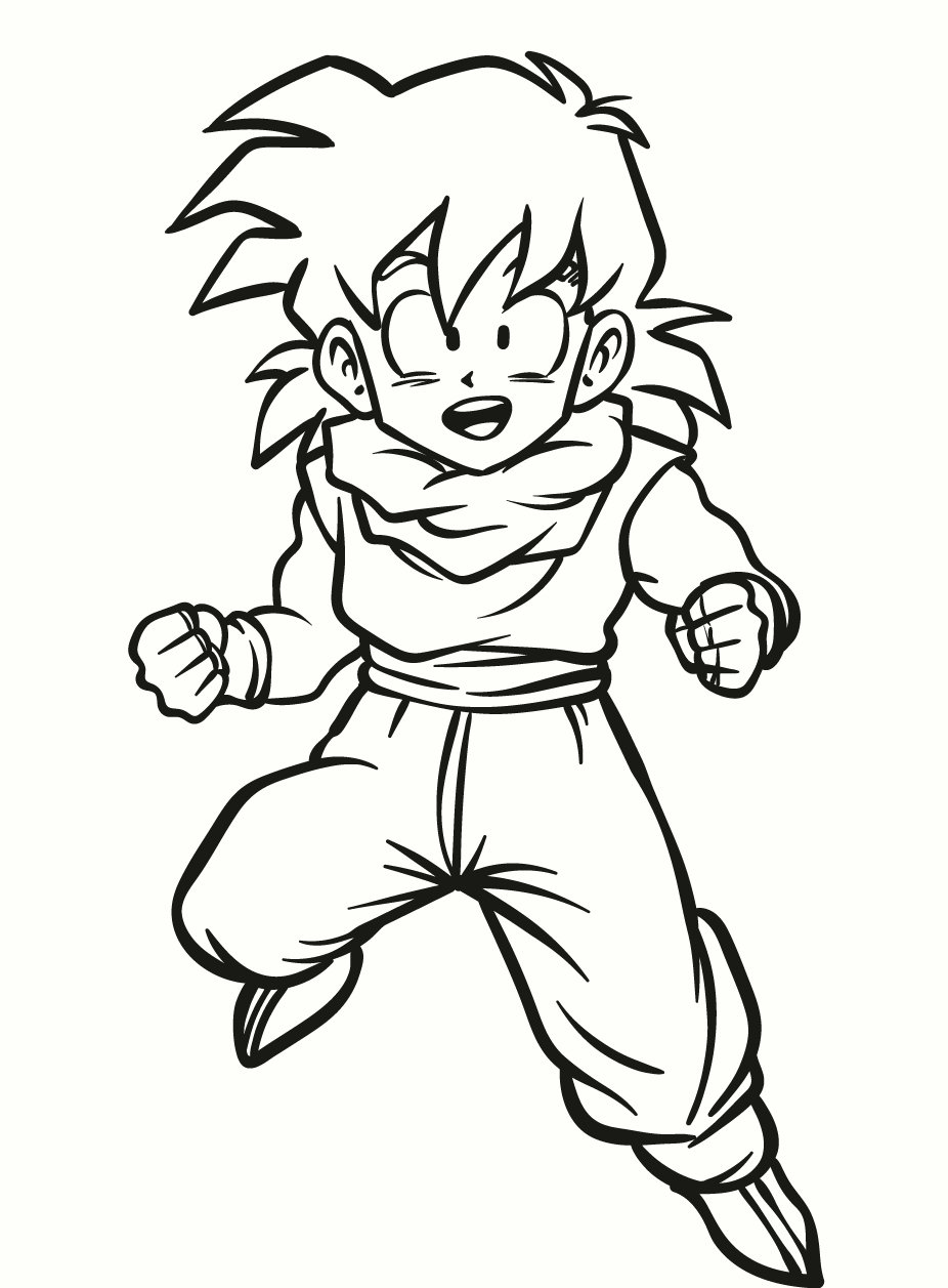 Kid gohan dragon ball z coloring page