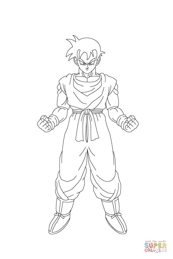 Son gohan is ready for a fight coloring page free printable coloring pages
