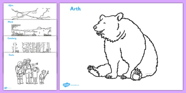 Bear hunt coloring sheets welsh teacher