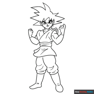 Goku black coloring page easy drawing guides