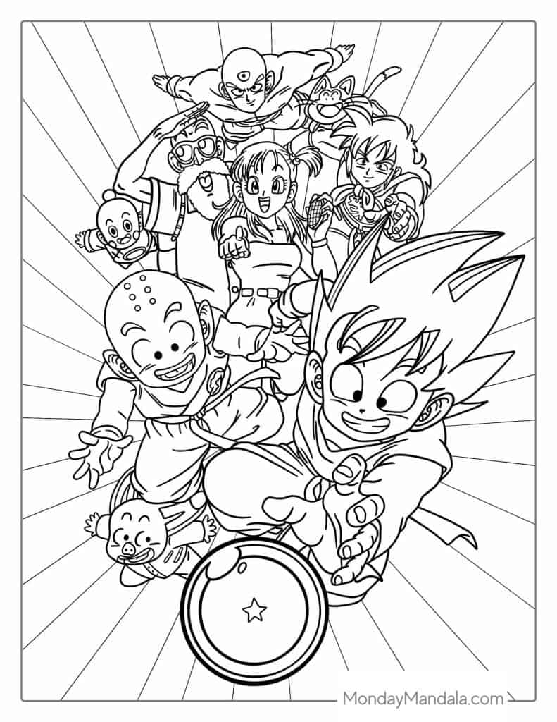 Dragon ball z coloring pages free pdf printables