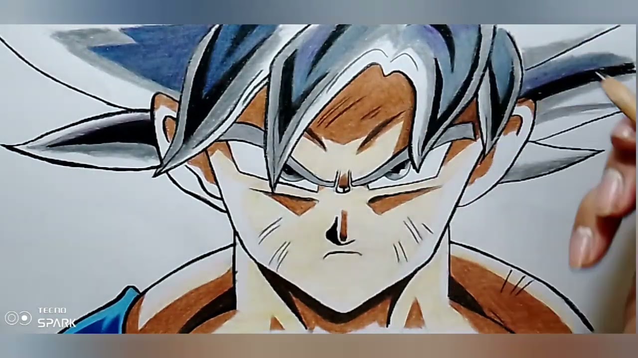 Dibujo de goku ultra instinto a color