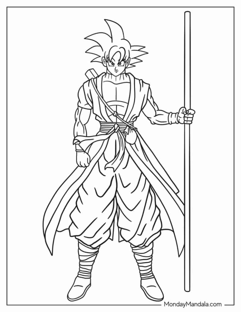 Goku coloring pages free pdf printables