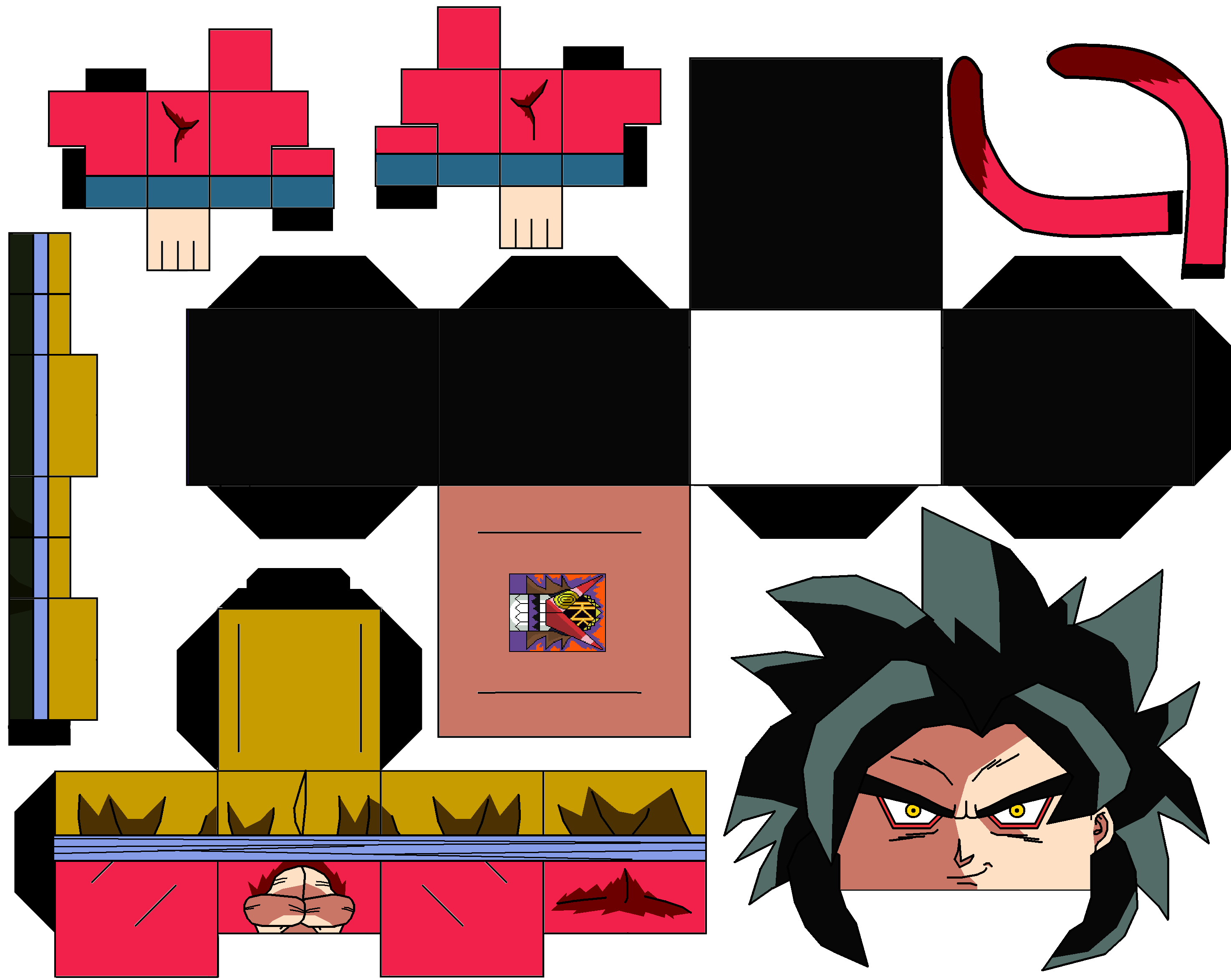 Goku ss paper toy free printable papercraft templates paper crafts papercraft templates paper toys