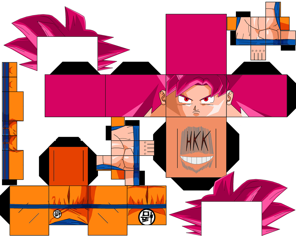 Goku ssjg paper toy free printable papercraft templates