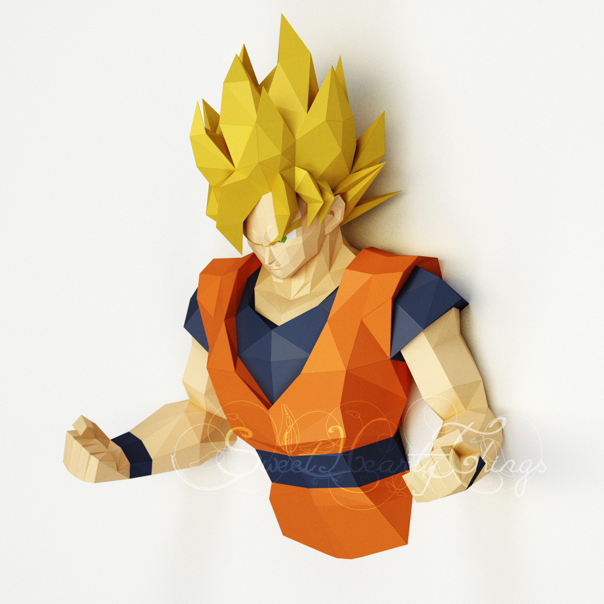 D papercraft goku wall sculpture pdf dxf templates