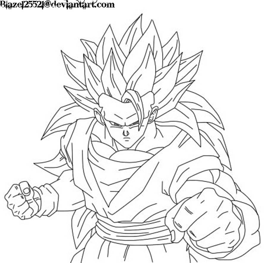 Goku ssj lineart by jamalc on