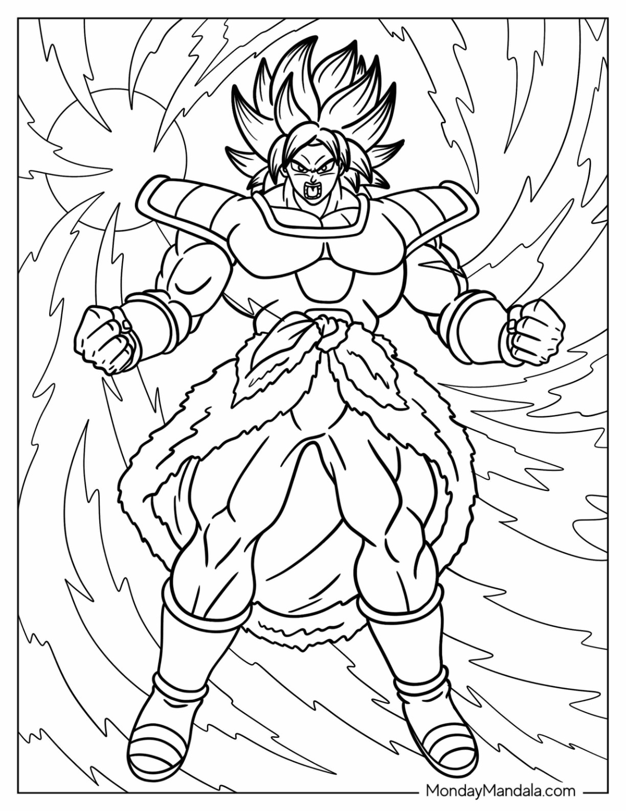 Broly coloring pages free pdf printables